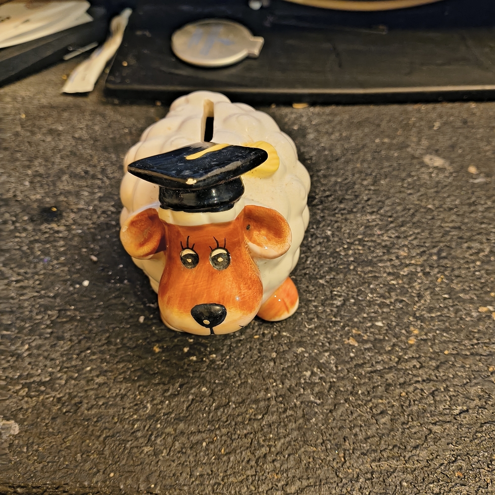 Charming Sheep Dog Piggy Bank - Orange and White